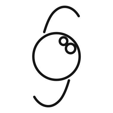 Çekirdeğin etrafında dönen elektronları olan bir atom yapısının basit çizgi sanat simgesi