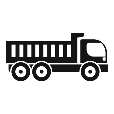 İnşaat malzemeleri taşıyan bir kamyonun siyah beyaz silueti.