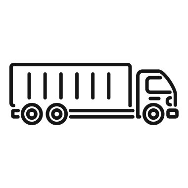 Malları taşıyan, lojistik ve teslimat hizmetlerini sembolize eden basit bir kargo kamyonu simgesi