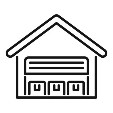 Depo binasının kapalı tekerlekli kapılı mallarını depolayan basit bir çizgi simgesi