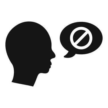 Konuşma balonunda yasak bir sembolle düşünen bir kişinin silueti.