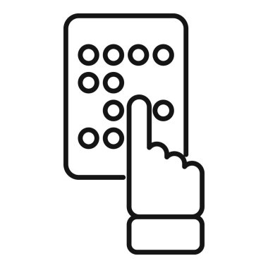 Kör bir insanı temsil eden satır simgesi Braille metni elleriyle okuyor.