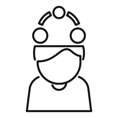 İş adamı kafasının üstündeki bir ağdaki noktaları birleştiriyor.