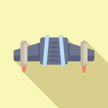 Sarı arka planda oyun uygulaması tasarımı için ateş gücüyle uçan jetpack ekipmanları