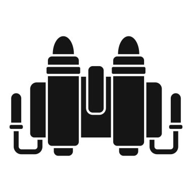 İkili yangın söndürme sistemiyle donatılmış siyah bir sırt roketi ikonu uçuş sırasında güvenliği sağlar.