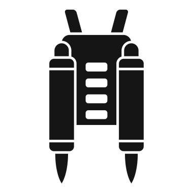 Yukarı doğru uçmak için dikey itiş gücü üreten bir jetpack simgesi