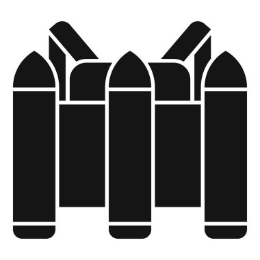 Savaşı ve askeri kavramları temsil eden basit bir siyah cephane ikonu