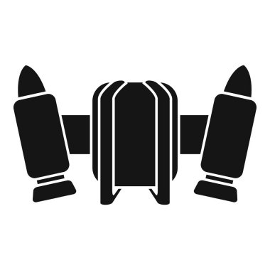 Uygulamalar veya web siteleri için ideal askeri insansız hava aracı fırlatma roketlerini temsil eden basit bir siyah kabartma.