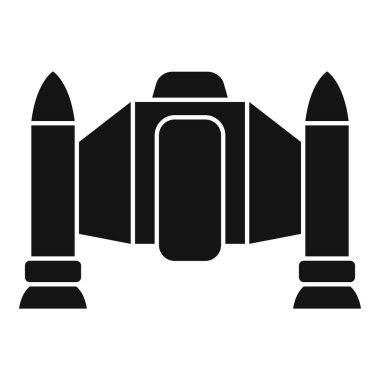 Uzayda aktif motorlarla uçan fütürist bir uzay gemisinin basit simgesi