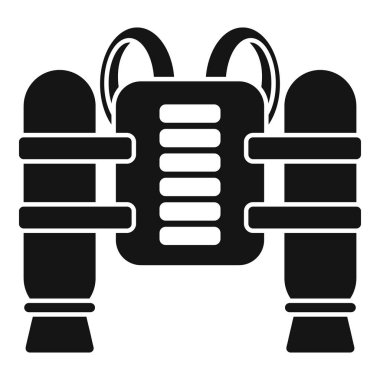 Derin deniz araştırmaları için tasarlanmış oksijen tanklarıyla tüple dalış ekipmanlarının siyah silueti.