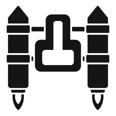 Uzayda ivmelenen bir uzay roketinin basit siyah beyaz simgesi