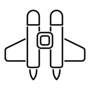 İki roket motoru kullanarak kalkan bir uzay gemisinin basit siyah beyaz simgesi