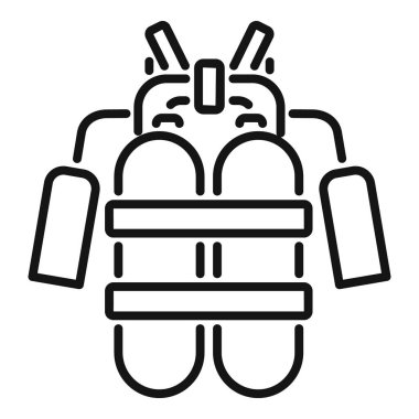 Tüplü dalış ekipmanlarının hat çizimi, oksijen tankları güvenli ve keyifli sualtı keşifleri için tasarlanmış bir koşum takımıyla korunuyor.