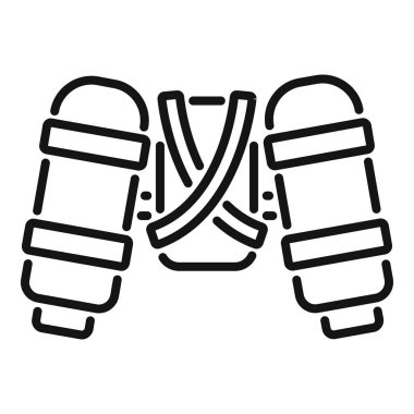 Kayışlı bir oksijen tankının basit ve net bir simgesi. Tüplü dalış ve sualtı keşfi için gerekli ekipmanlar.