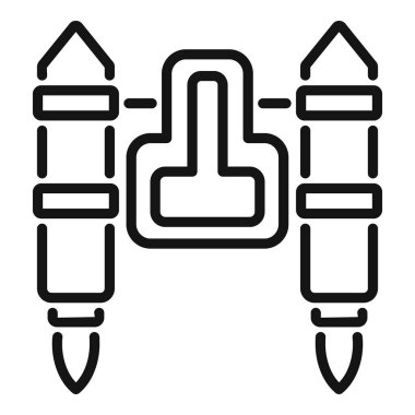 Ağ, mobil ve bilgi grafikleri için silo platform çizgisi simgesinden iki füze fırlatılıyor