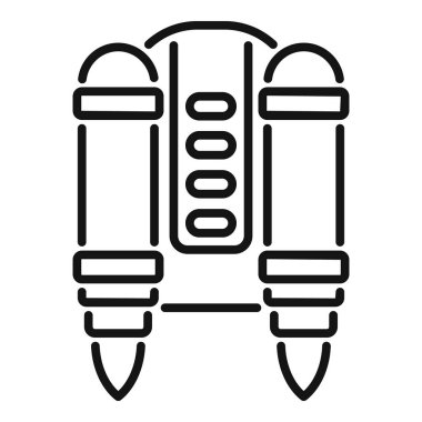 Gökyüzüne fırlatılan güçlü bir sırt roketinin çizgi sanat simgesi