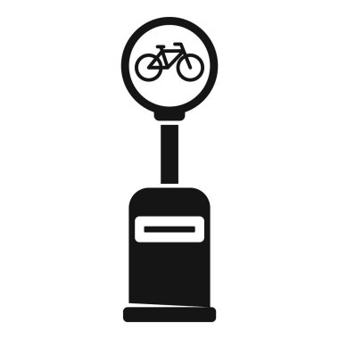 Üzerinde bisiklet tabelası olan basit bir park yeri simgesi, çevre dostu ulaşımı destekliyor.