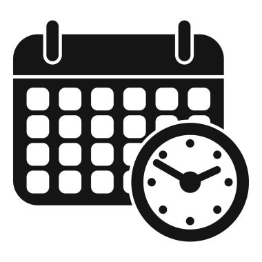 Randevuyu gösteren bir takvimin son teslim tarihini gösteren basit bir siyah beyaz simgesi