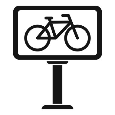 Bisiklet park yeri tabelasının basit siyah beyaz simgesi.