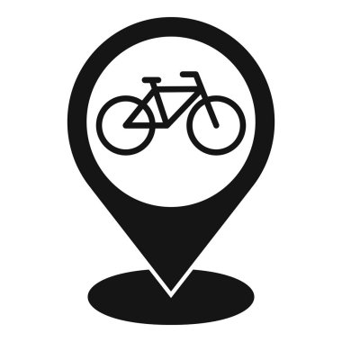 İçinde bisiklet yolu, kiralama ya da bisikletle ilgili bir konumu temsil eden siyah bir harita simgesi