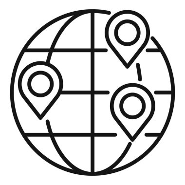 Küresel bağlantı ve ağ kurulumunu temsil eden üç lobut içeren basit bir çizgi resim simgesi