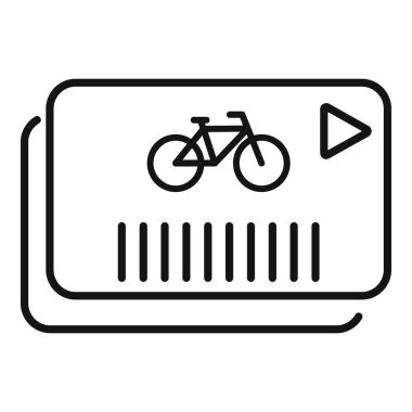 Basit ve sürdürülebilir şehir ulaşımı için bisiklet sembolü ve çalma düğmesi gösteren bir bisiklet paylaşım uygulamasının satır simgesi