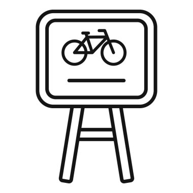 Bisiklet parkını gösteren bir tabelanın basit siyah beyaz çizgisi.