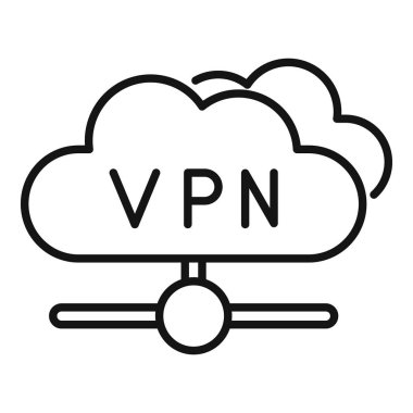 Bir ağ üzerinden güvenli bulut hesaplaması sağlayan bir vpn bağlantısının basit simgesi