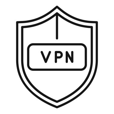 Kalkan simgesi, özel verileri çevrimiçi olarak koruyan bir VPN konseptini temsil ediyor