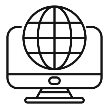 Küresel ağ bağlantısını ve çevrimiçi iletişimi sembolize eden bir küresel simge gösteren bilgisayar monitörü