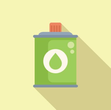 Beyaz damlalı biyoyakıt içeren yeşil metal biyo-yakıt kutusu açık sarı bir arkaplanda duruyor.