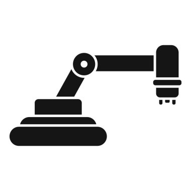 Üretim ve otomasyonda kullanılan robot kolun siyah ve beyaz simgesi