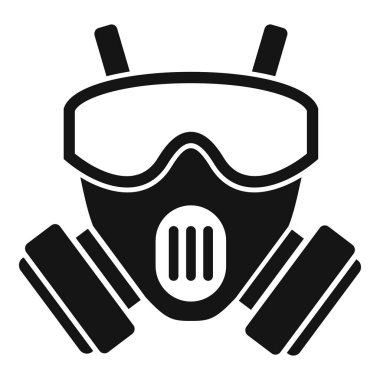 Zehirli duman ve virüslerden koruyan gaz maskesinin basit siyah beyaz simgesi