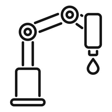 Basit bir çizgi sanat simgesi. Robot bir kol tüpü tutuyor ve içinden sıvı döküyor.