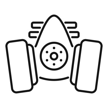 Zehirli duman ve virüslerden koruyan gaz maskesinin çizgi simgesi