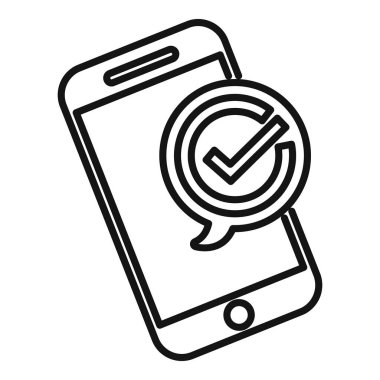 Akıllı telefon bir doğrulama bildirim simgesi gösteriyor, başarılı bir işlemi doğruluyor