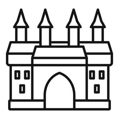 Ortaçağ kale kapısının basit bir çizimi, iç avluya erişim sağlıyor.