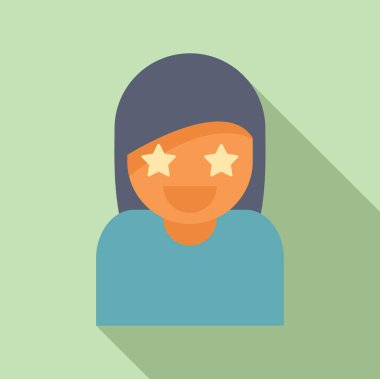 Gözlerinde yıldızlar olan mutlu genç bir kadın gülümsüyor.