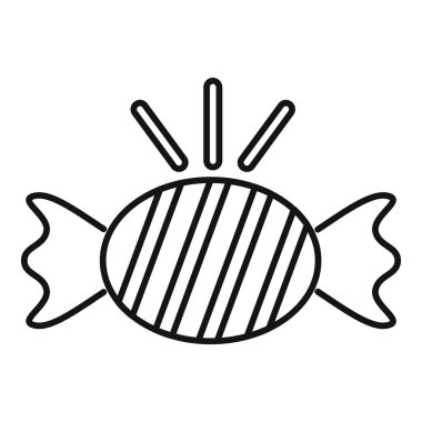 Basit bir çizgi sanat simgesi. Üstünde ışınlar parlayan bir şekerin resmi.