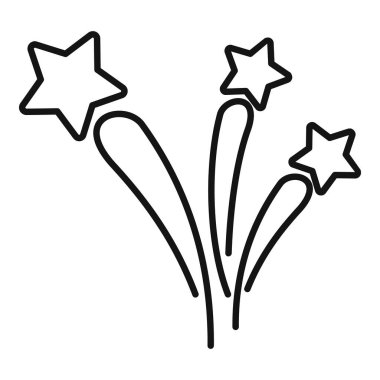 Gece gökyüzünde uçan üç kayan yıldızın basit sanat simgesi