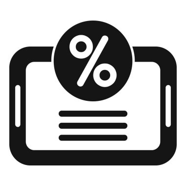 Bir akıllı telefonun siyah beyaz simgesi faiz oranı gösteriyor, finans ve teknoloji ile ilgili projeler için ideal