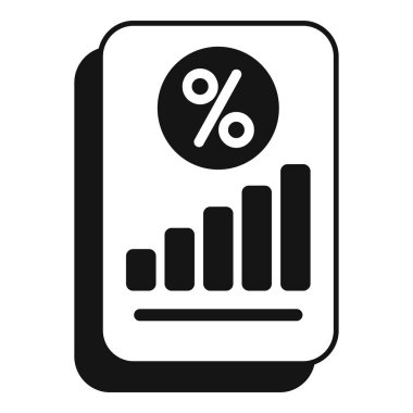 Büyüyen bir tablo ve finansal başarıyı temsil eden yüzde sembolü gösteren bir cep telefonunun siyah beyaz simgesi