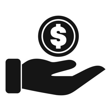 Dolar sikkesi tutan bir elin basit vektör simgesi, web siteleri ve sunumlar için mükemmel