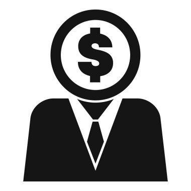 Kafasında dolar işareti olan bir iş adamı konsepti simgesi