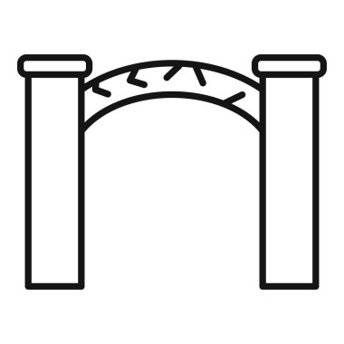 İki sütunu birbirine bağlayan taşlı tuğla kemer yolunun basit çizgi simgesi