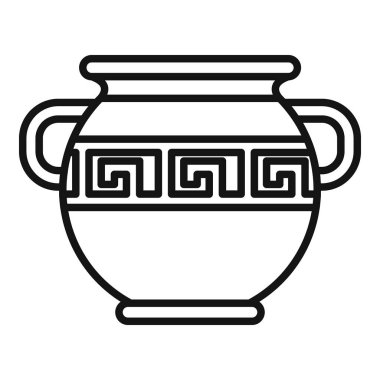 Yunan sanat ve kültürünü temsil eden geleneksel dolambaçlı desenlerle süslenmiş antik bir Yunan amforası çizimi