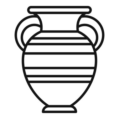 Saplı antik kil amfora, şarap veya yağ için geleneksel Yunan çömleği, siyah ve beyaz ikon