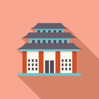 Geleneksel bir Asya tapınağı binasının uzun bir gölgesi olduğu bir resim.