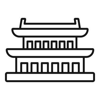 Geleneksel bir Kore evinin, Güney Kore mirasını ve mimarisini çağrıştıran basit bir çizgi simgesi.