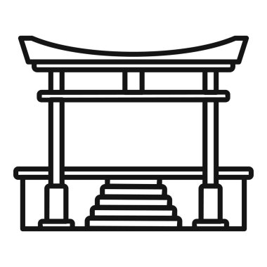 Geleneksel Japon tapınağının merdivenleri girişe çıkan basit bir çizgisi.